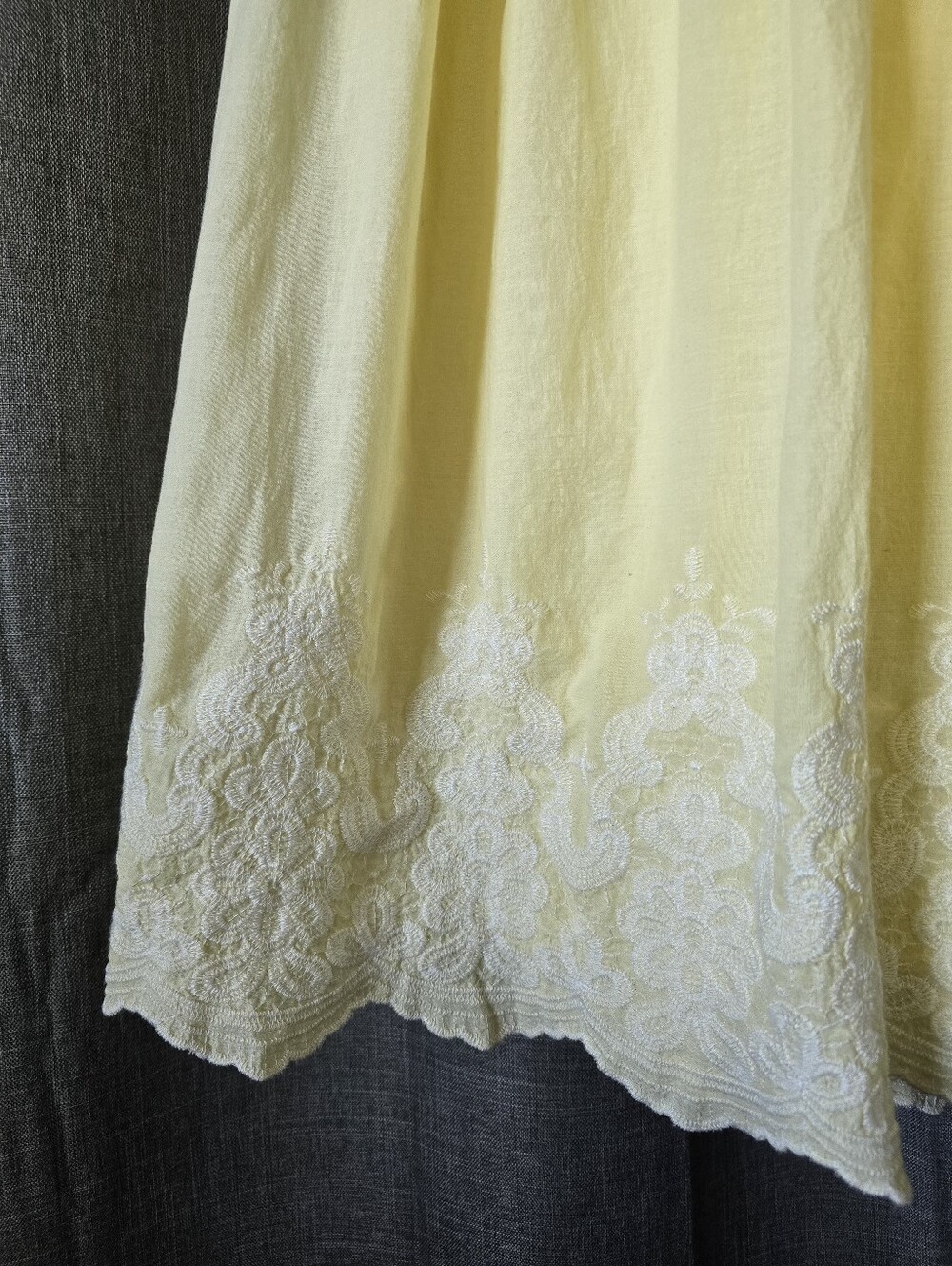 Trixxi Butter Yellow Cottagecore Tie Back Embroidered Midi Dress Size M - Picture 3 of 6